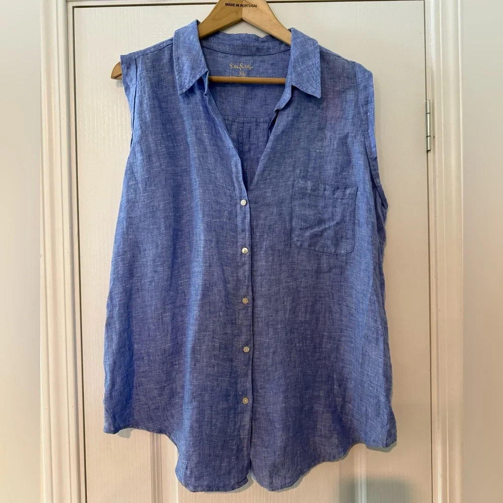 Lilly Pulitzer 100% Linen Breelyn Button Down - Picture 5 of 9